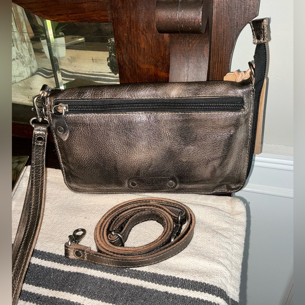 NWT Bed Stu TEMPLETON II Black Gray Rustic Crossbody Wallet Clutch Retail $185 - Picture 2 of 16